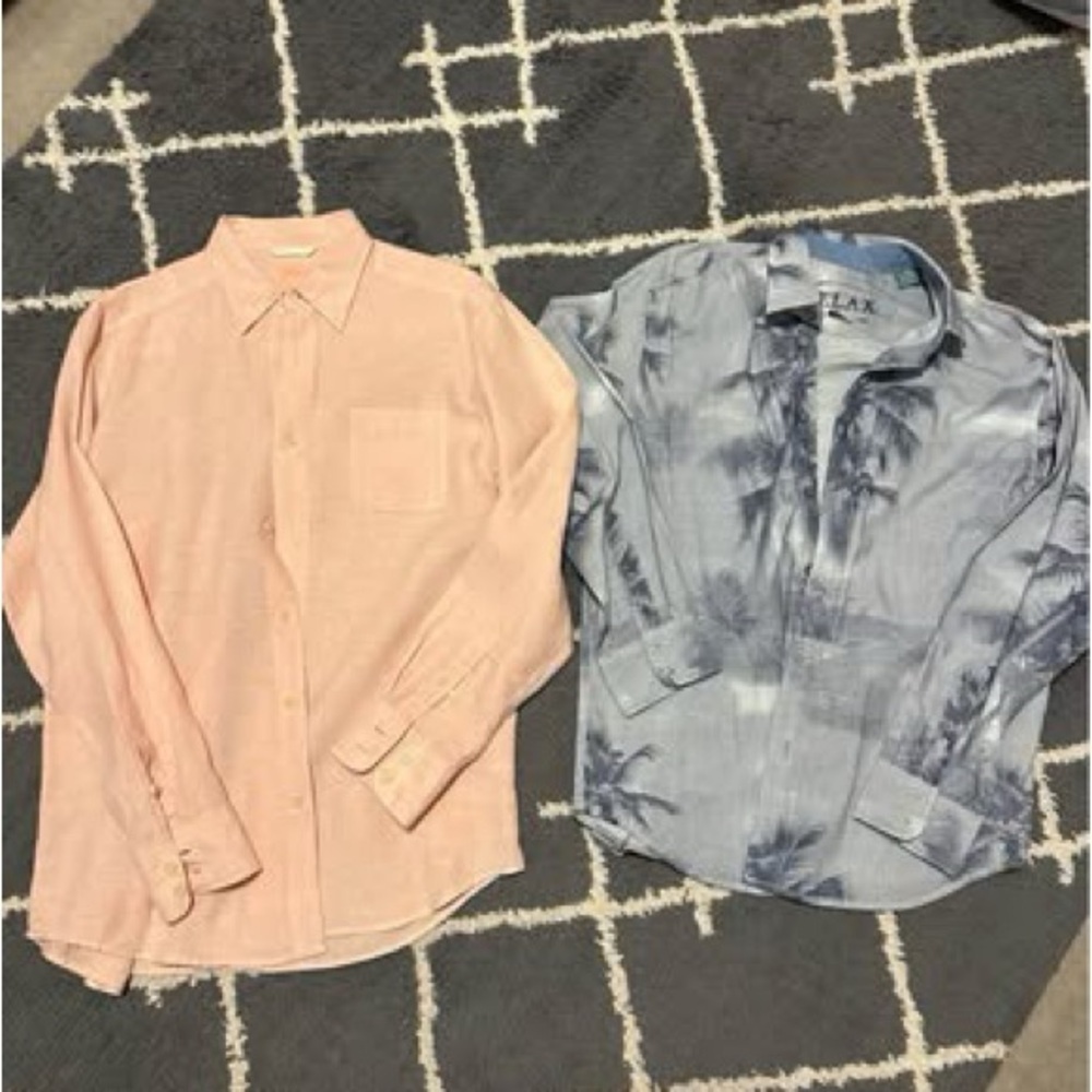 2 Tommy Bahama Pink and Blue Casual Shirts